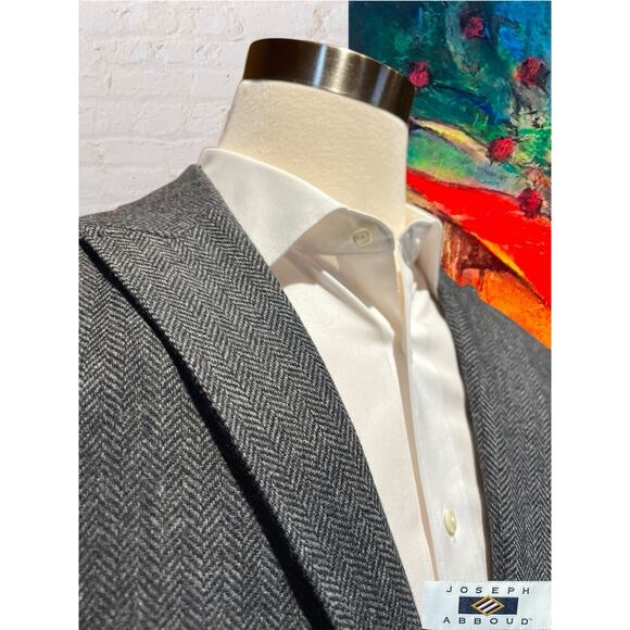 Joseph Abboud XL 44R Mens Blue Gray Herringbone Tweed Blazer Sport Coat Jacket - Picture 4 of 14